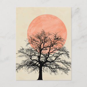 Winter Tree Silhouette Sun Postcard