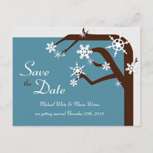 Winter Tree Snowflake Save the Date Announcement
