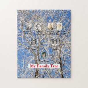 Winter Tree Three Generation Family Tree Photos Jigsaw Puzzle