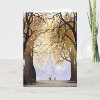 Winter tree tunnel holiday card