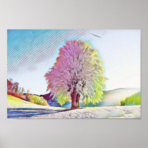 Winter Tree Watercolor Print, Value Poster Paper 