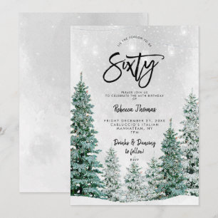 winter trees 60th birthday invitation