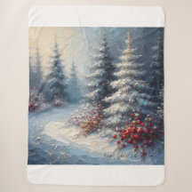 Winter Trees and Flowers Blanket