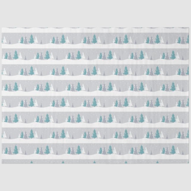 Winter Trees and Snow Light Grey Pattern Tissue Paper (Front)