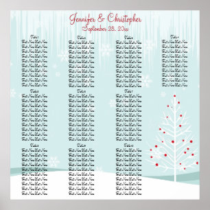 Winter Trees and Snowflakes Wedding Seating Chart