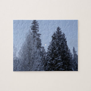 Winter Trees at Dawn Montana Landscape Jigsaw Puzzle
