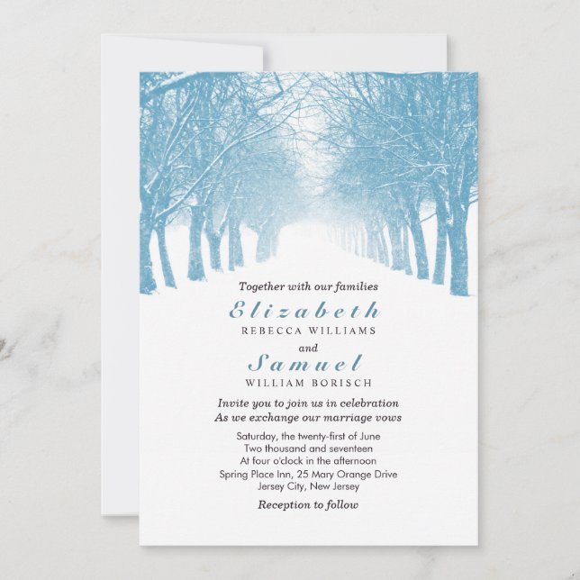 Winter Trees Avenue Wedding Invitation (Front)