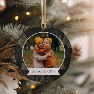 Winter Trees Double Sided Personalized Photo Ceramic Ornament