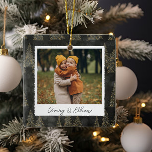 Winter Trees Double Sided Personalized Photo Ceramic Ornament