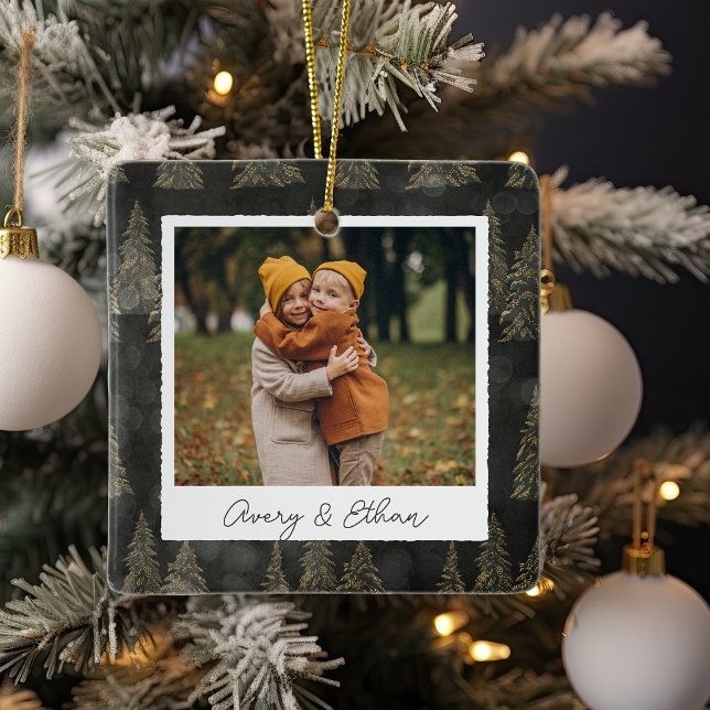 Winter Trees Double Sided Personalized Photo Ceramic Ornament (Creator Uploaded)