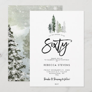winter trees festive 60th birthday invitation
