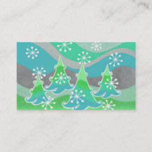 Winter Trees Green business card white