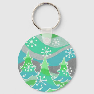 Winter Trees Green keychain