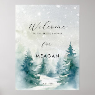 Winter trees holiday bridal shower welcome sign