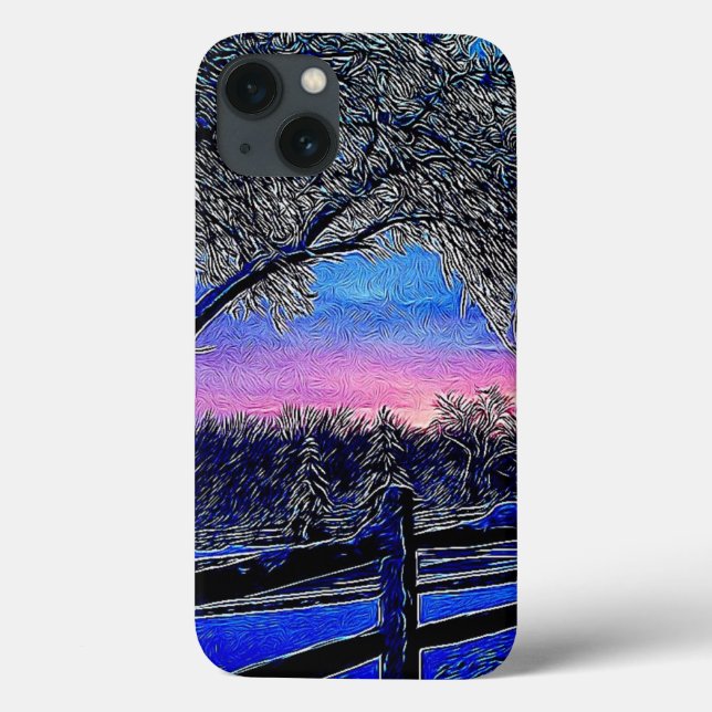 winter trees impressionism sunrise landscape Case-Mate iPhone case (Back)
