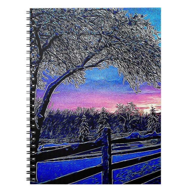 winter trees impressionism sunrise landscape notebook (Front)