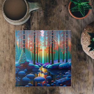 Winter Trees Landscape Illustration Tile