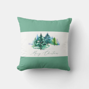 Winter trees Merry Christmas Throw Pillow