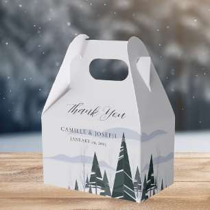 Winter Trees Modern Snow Forest Wedding Favor Box