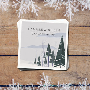 Winter Trees Modern Snow Forest Wedding Napkin