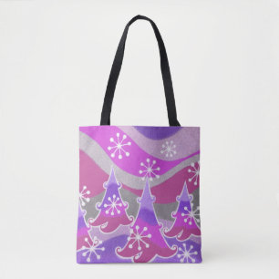 Winter Trees Purple all over tote bag