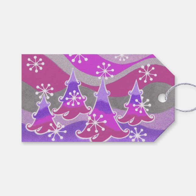 Winter Trees Purple gift tags (Front (Horizontal))