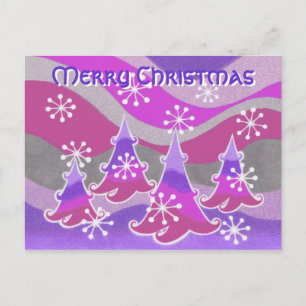 Winter Trees purple 'Merry Christmas' postcard