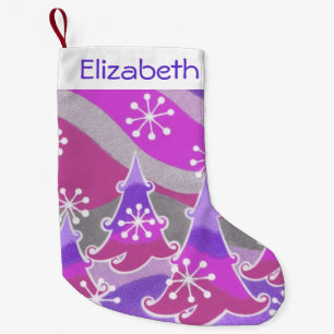 Winter Trees Purple Name stocking