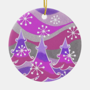 Winter Trees Purple ornament round
