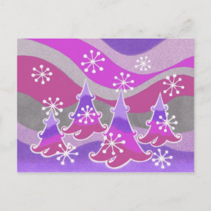 Winter Trees purple postcard