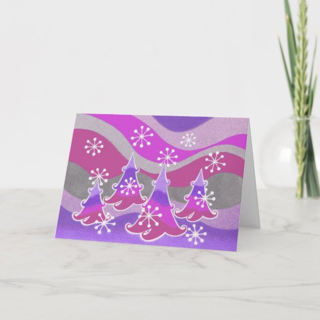 Winter Trees purple 'Season's Greetings' card (Front)