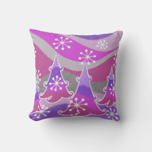 Winter Trees Purple throw pillow square