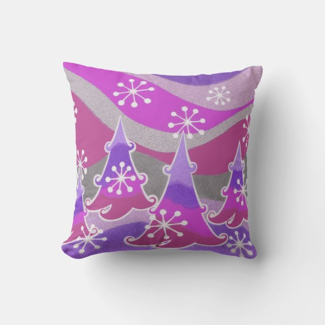 Winter Trees Purple throw pillow square (Front)