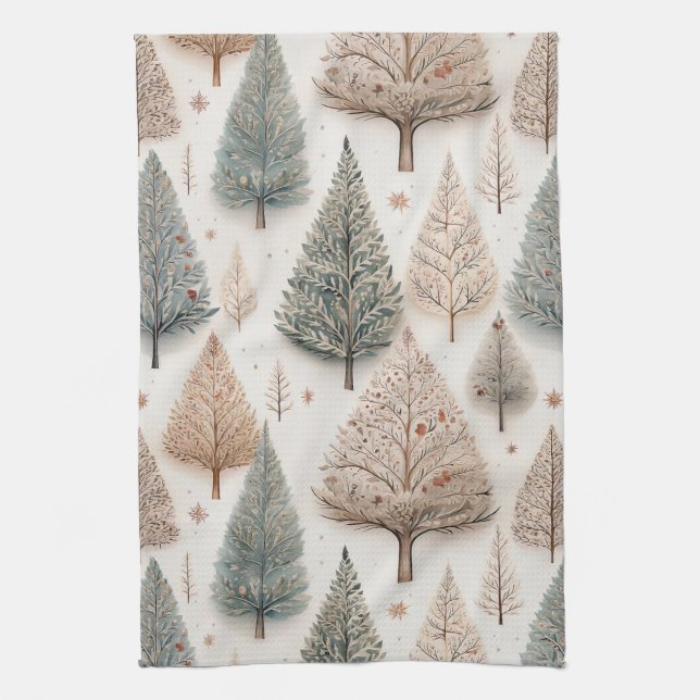 Winter Trees - Rustic Holiday Forest (1) Kitchen Towel (Vertical)