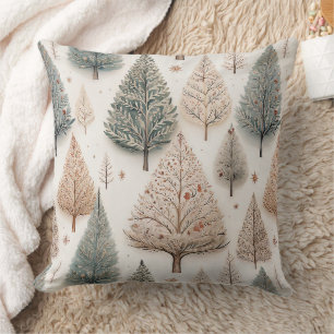 Winter Trees - Rustic Holiday Forest (1) Throw Pillow