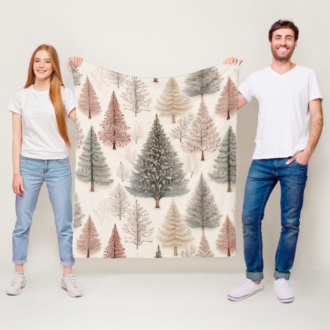 Winter Trees - Rustic Holiday Forest (2) Fleece Blanket (In Situ)