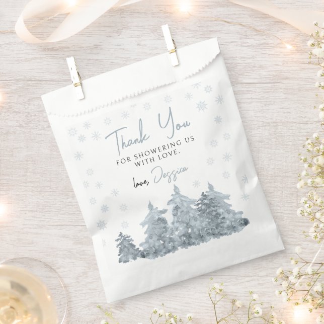 Winter trees snow baby shower thank you favour bag (Clipped)