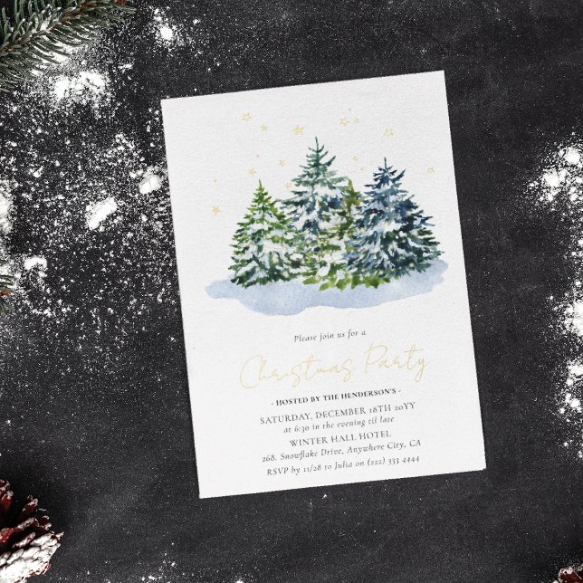 Winter Trees & Stars Christmas Party Holiday Gold (Creator Uploaded)
