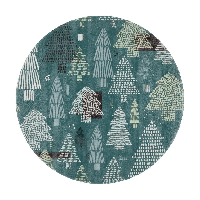 Winter trees, vintage Christmas pattern. Cutting Board (Front)
