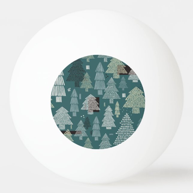 Winter trees, vintage Christmas pattern. Ping Pong Ball (Front)