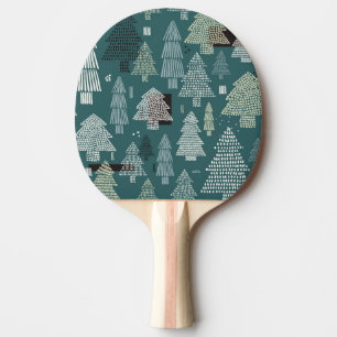 Winter trees, vintage Christmas pattern. Ping Pong Paddle