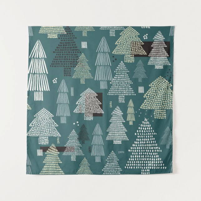 Winter trees, vintage Christmas pattern. Tapestry (Front)