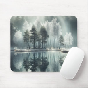 Winter Trees With Lake Reflection Mouse Pad