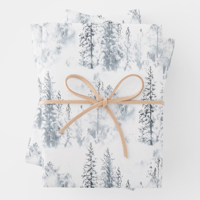 Winter Trees Wrapping Paper Sheet (In situ)