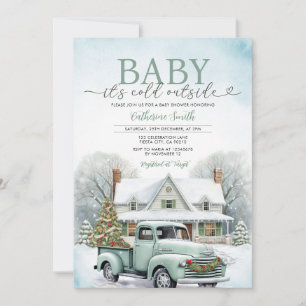 Winter Truck Baby It’s Cold Outside Baby Shower Invitation