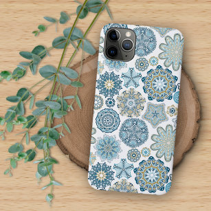 Winter Turquoise Teal Blue Mandala Art Pattern iPhone 13 Pro Max Case