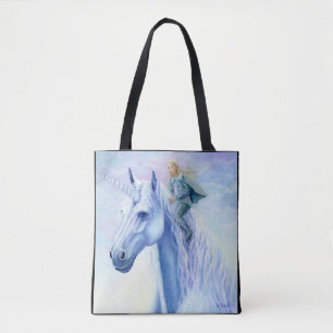 Winter Unicorn Elf Rider Tote Bag