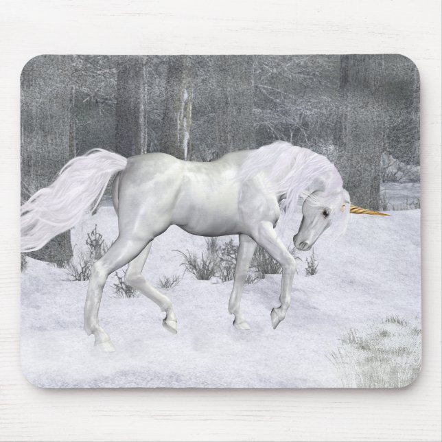 Winter Unicorn .. fantasy art Mouse Pad (Front)