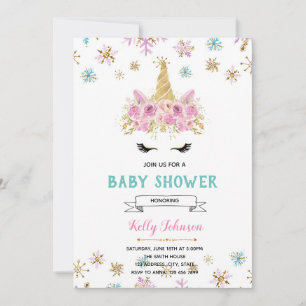 Winter unicorn invitation