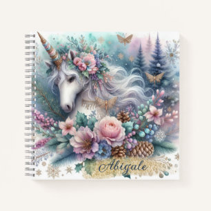 Winter Unicorn Magical Scene 1 - Personalize Notebook